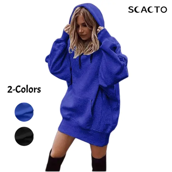 Scacto Women's Plain Basic Adjustable Pullover Hoodie Sweatshirts - 1-Piece Top, Casual Long Sleeve, Kangaroo Pocket, Drawstring Waist, Comfortable Streetwear for Everyday & Summer Outfits (Size Not Specified)