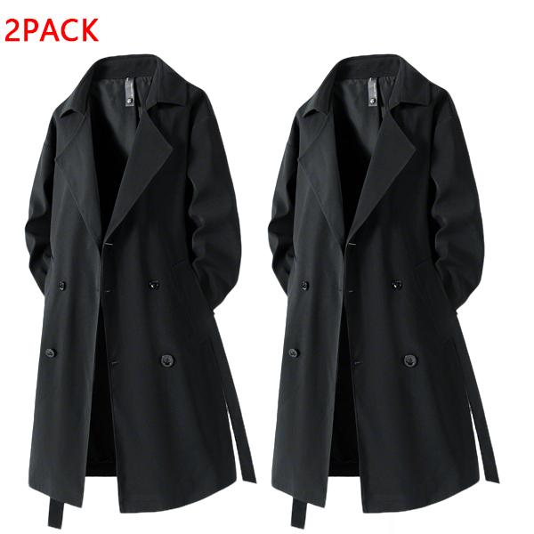 Men's Classic Trench Coat  Double Breasted Belted Windbreaker, Trendy Mid Length Overcoat for Streetwear & Business Casual