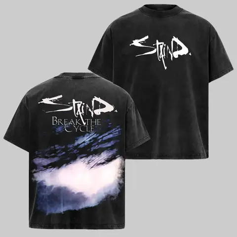 Men's Staind Break the Cycle Vintage Acid Wash Oversized Shortleeve Bold Statement Casual Rock Band T-Shirt - Unisex Menswear Graphic Tee, Sohochic