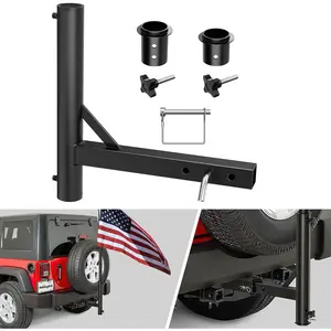 Nilight Heavy Steel Hitch Mount Flagpole Holder Complete Kit, Truck Accessories, 2" Receiver Fit for RV/SUV Pickup, 1-2.3" Diameter Flag Tube Compatibility, Quick Installation, Stable Hold for Parade Flags