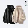 SAND SOUND Men's Casual Personalized Heavyweight Long-Sleeves Hooded Snap Sweatshirt - Plain Solid Polyester Pullover, Soft Skin-Friendly Fitted Retro Menswear Sweater for Street Wear, Party Use,sohochic