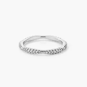 .42Ct Dainty 18k Rhodium Plated Micro Pave CZ Stackable Eternity Ring