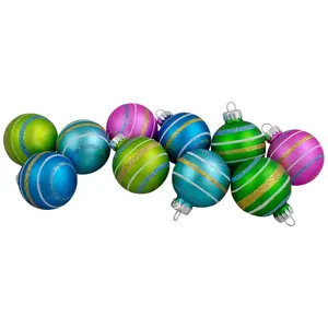 Northlight 10-Count Green & Blue Matte Glass Ball Ornaments