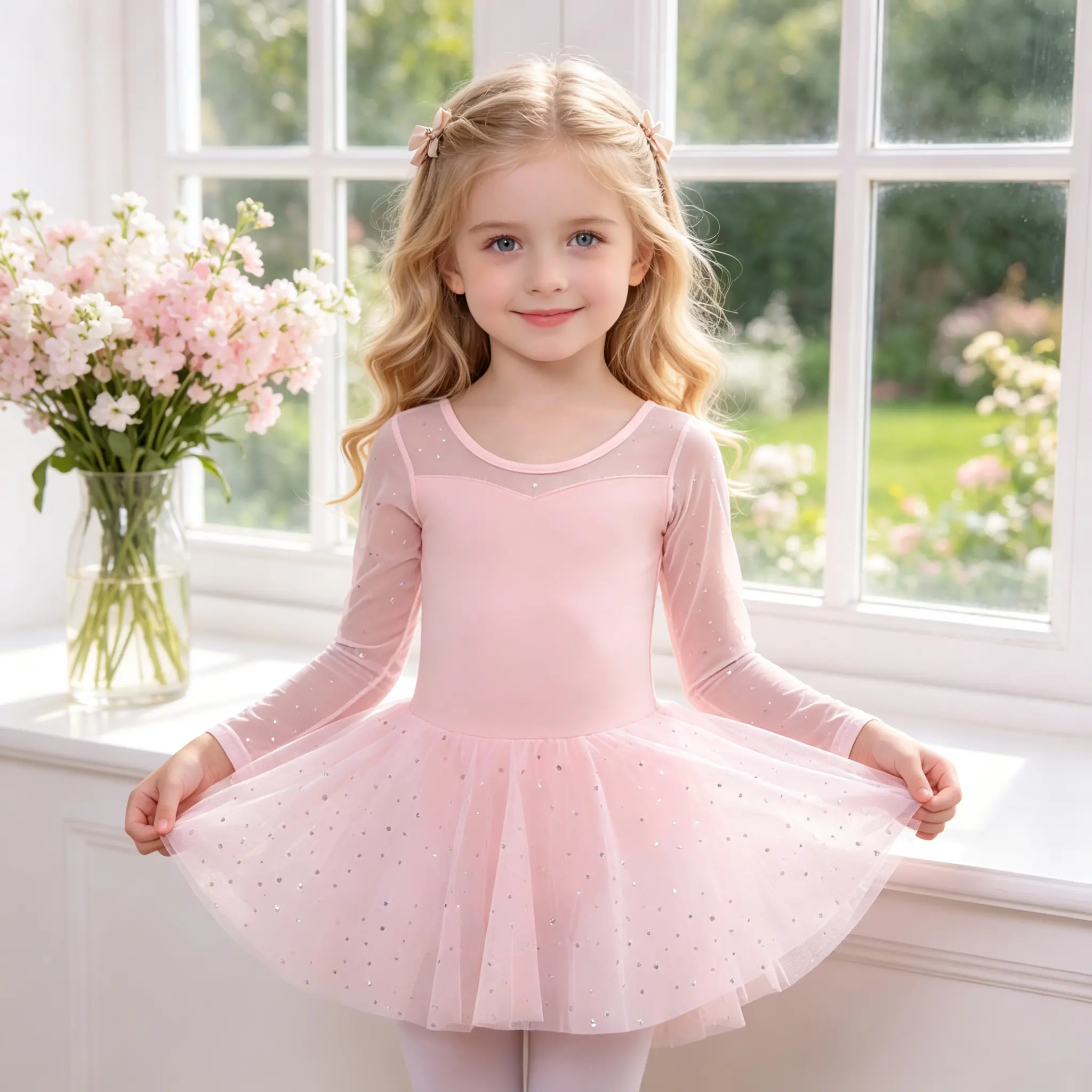 Girls Long Sleeve Mesh Glitter Ballet Leotard Tutu Dress for Toddler Little Girls, Sequin Tulle Skirt Dance Outfit for Ballet Class Recital Birthday Party Costume