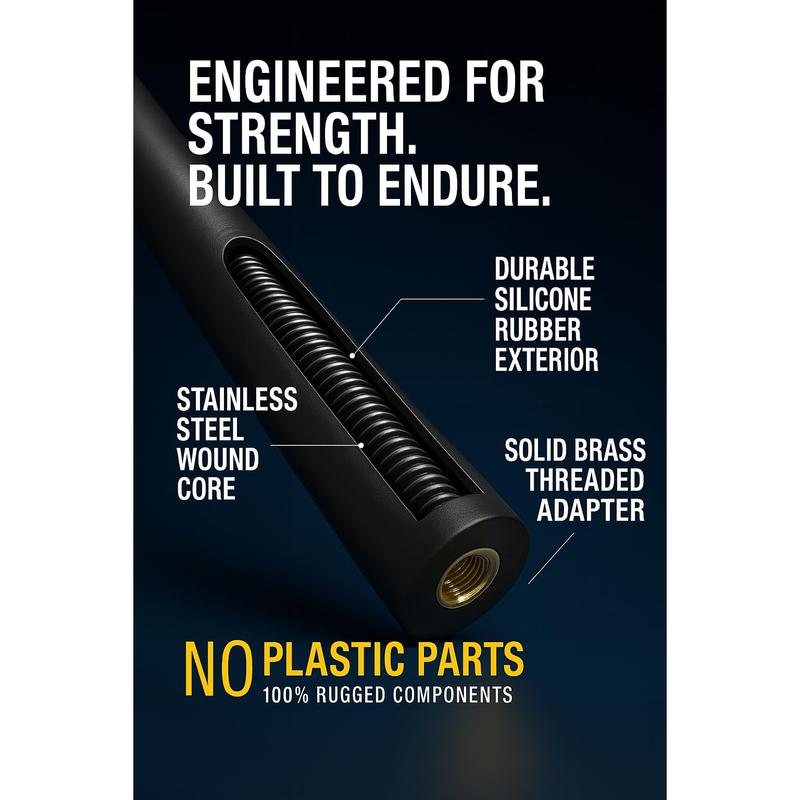 Motiv 7.8″ Short Truck Antenna–Stubby Car Wash Safe Flexible Spring & Brass Base–Universal Replacement Auto Radio Antenna for Truck & Car, Fits Chevy Silverado, GMC Sierra, F-150, RAM, Tacoma, Jeep