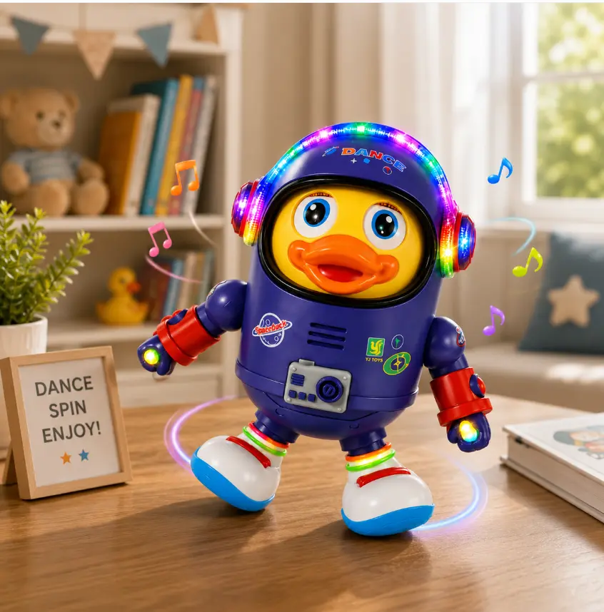 Dancing Astronaut Duck Toy Walking Musical Duck Toy LED Light Sound Interactive Moving Duck Toy Educational Toddler Toy Baby Learning Toy Kids Play Toy Viral Finds Must Have Boys Girls Birthday Gift Family Fun Indoor Play teenage