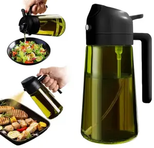 2-in-1 Oil Dispenser & Oil Sprayer Modern Home Utensils Stainless Steel Cooking Measuring Green 8.45 oz Bottle Eco-friendly Economical Versatile Stylish Kitchen