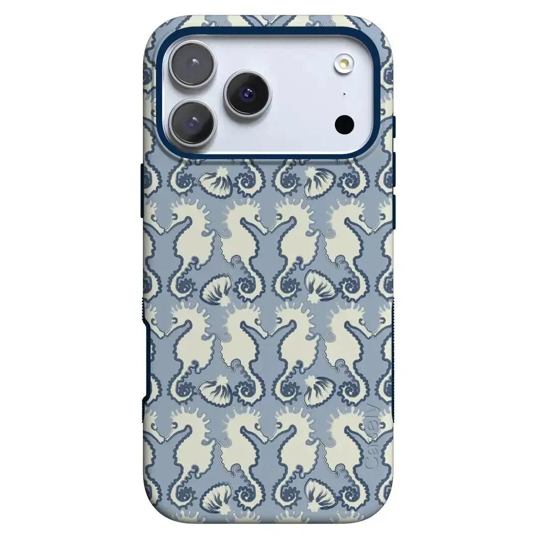 Casely iPhone 17 Pro Case | Seahorse Drift | Coastal Blues | Bold Protective Design | Compatible with MagSafe