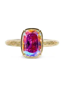 Sterling Silver Mini Iridescent Elongated Cushion Ring