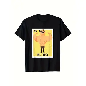 Everyday Comfort El Tio Mexican Uncle Graphic T-Shirt - Soft Breathable Cotton Tee with Bold Muscle Character & EL TIO Text - Lightweight Crewneck Shirt for Men & Women
