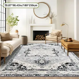 Fashionable Retro Square Printed Velvet Carpet - Ideal Gift, Versatile for Home & Commercial Use, Multiple Sizes, Machine - Washable, Soft & Non - Shedding