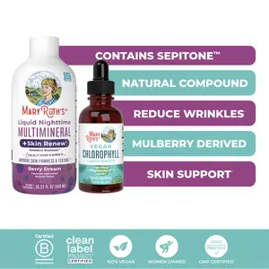 MaryRuth's Chlorophyll + Liquid Multimineral & Skin Renew Bundle - Vegan Chlorophyll Liquid Drops 2 oz - Liquid Nighttime Multimineral + Skin Renew