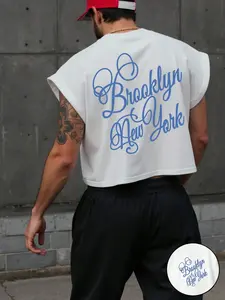 Men's White Cropped Sleeveless Top, Streetwear Loose Fit, Breathable And Comfortable, Suitable For Casual Gatherings And Urban Street Styling