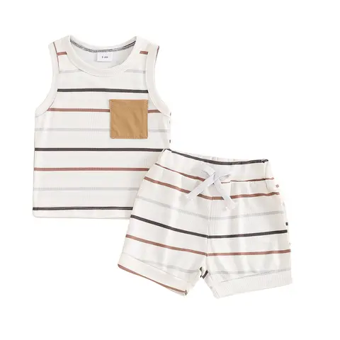 REDWOON Toddler Baby Boy Summer Clothes Sleeveless Shirt Tank Top and Shorts Set Trendy 2 Piece Outfit
