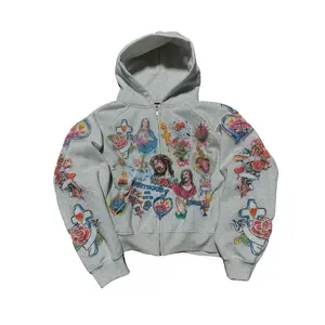 Jesus Hoodie Sweatshirt Y2K Letters Printed Retro Gothic Rock Hoodie Harajuku Loose Versatile Sweatshirt All Oversized Halloween Christmas Thanksgiving Day Menswear Tops Man Pullover Longsleeves Casual