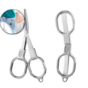 Foldable Pocket Scissors – Portable Mini Cutting Tool with Keychain Design, Perfect for Travel, Package Opening & Daily Use, 1PC (Rainbow/Silver)