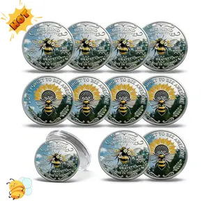2026 Bee Kind Positivity Commemorative Coin Double-Sided Inspirational Bee Challenge 3D Coin Bee Happy Motivational Token Gift for Women Men & Friends Diy Toys