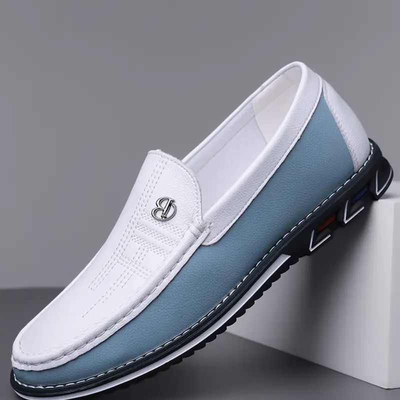 Men's Casual Business Shoes, Flat PU Leather Beanies, Fashion Slip-Ons, Slip On Footwear, Classic Design, Suitable for Large Sizes, All Seasons, Rubber