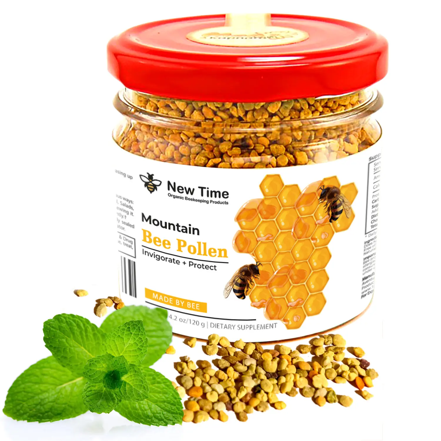 Organic Bee Pollen 4.2 oz / 120g – Energy Superfood Granules for Immunity, Stamina & Vitality Boost for Men and Women, Healthcare Dietary Supplement