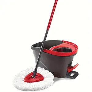 New Complete Spin Mop & Bucket System for Efficient Floor Cleaning - Easy to Use Durable Plastic Construction Space-Saving Design Ideal for Home and Office Use