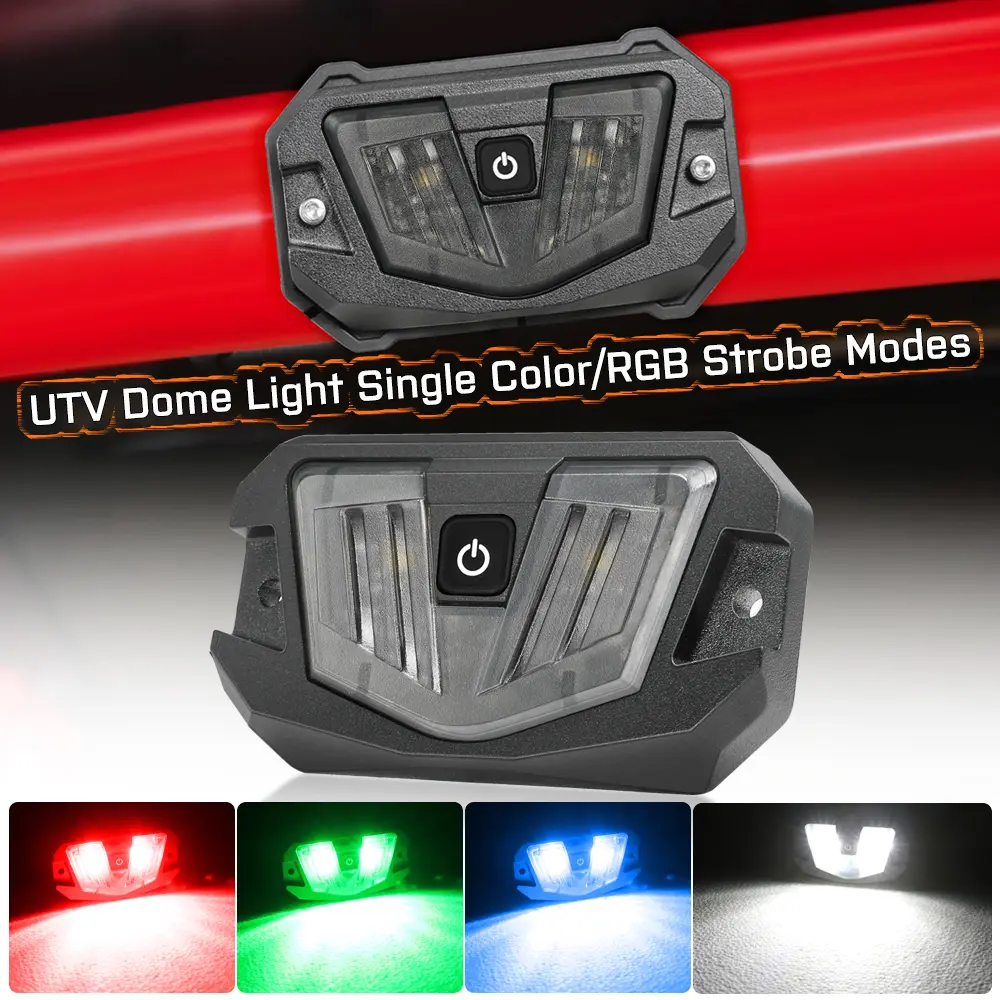 ANGU-OFFROAD 1 RGBW LED Dome Light SXS Interior Roll Bar Mount LED Dome Light Strobe RGB Color Flood Beam Dome Light for CF-Moto Polaris Can Am Under Dash Lighting, Led Lights Car