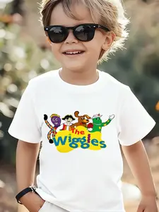 Summer Fun Boys' T-Shirt, the Wiggles Cartoon Print Tee Short Sleeve, Perfect for Kids Party/parent-Child Outing/school Activities Funny Print Shirts