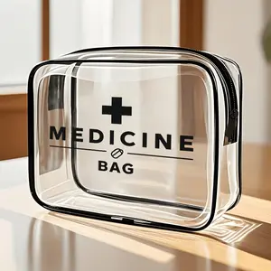 1 Exquisite Medicine Bag Clear Cosmetic Bag Large Capacity PVC Bag with Zipper Closure - High-Quality Travel Toiletries Storage Bag, Lightweight for Women And Men, Cosmetic Travel Bags