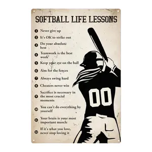 "Softball Life Lessons" Funny Metal Tin Sign (11.81 "x 7.87"/30x20cm), Novelty Vintage Plaque Decor, Home Decor, Room Decor, Wall Decor, Bathroom Decor, Bar Decor, Cafe Decor, Garage Decor, Farmhouse Decor