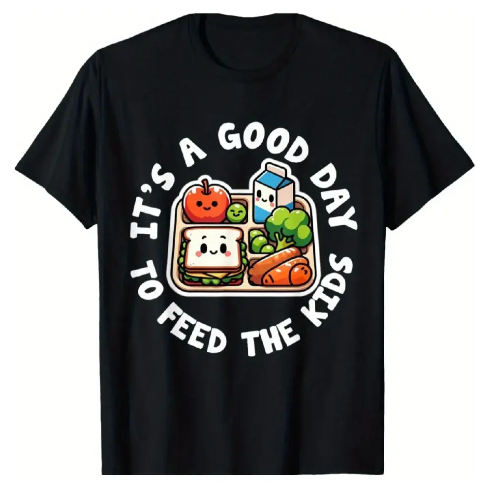 Lunch Lady T-Shirt - School Cafeteria Staff Cotton Tee - Comfort Stretch Crew Neck Summer Top Graphic Tees Men Gifts Shirts Men Golf Gift T-Shirt For Men And Women