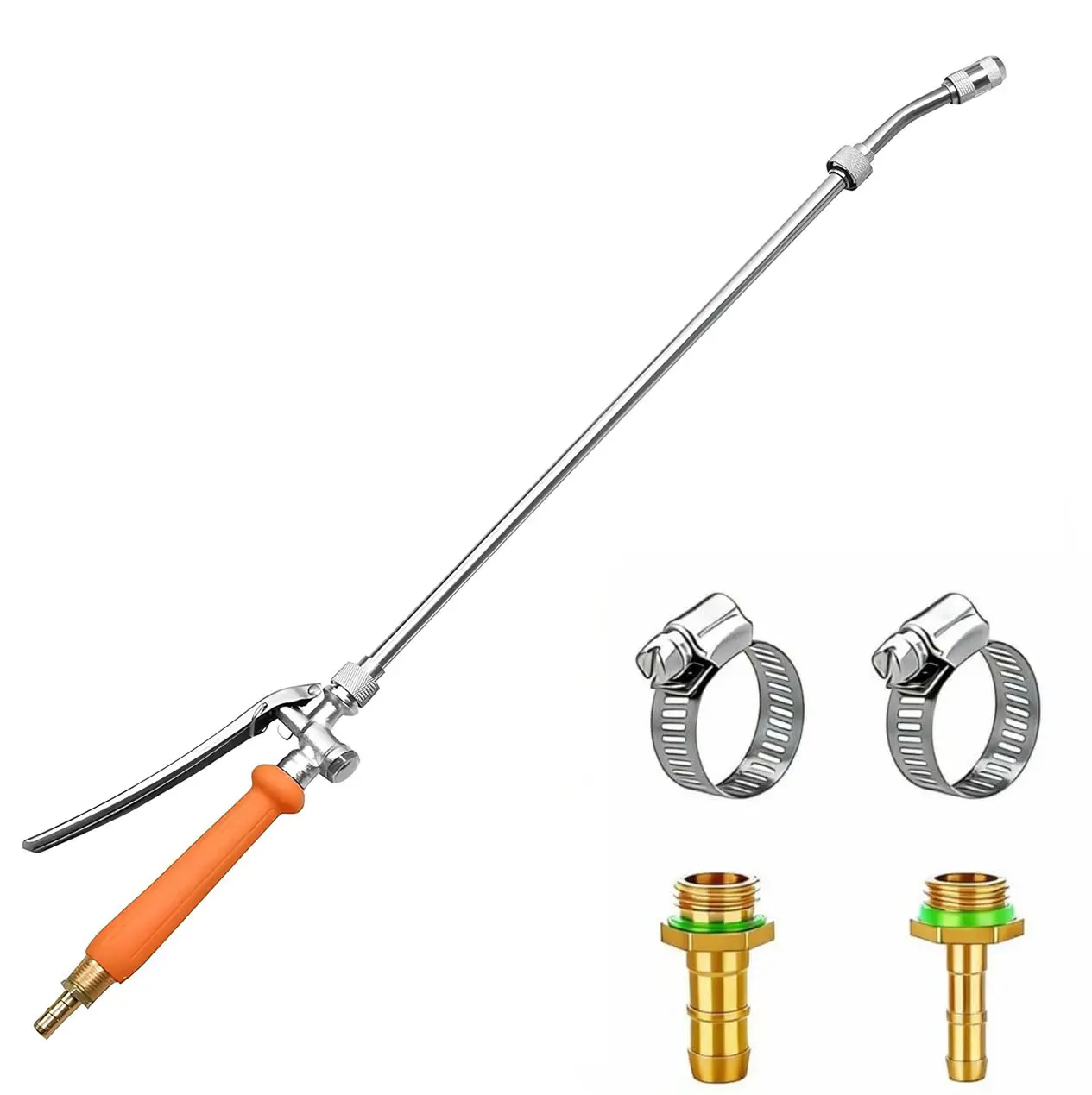 29 Inches Spray Wand Replacement, 1/4" & 3/8" Brass Barb Sprayer Wand Replacement, Adjustable Nozzle Stainless Steel Sprayer Wand with Shut off Valve for Weed Garden Car Wash