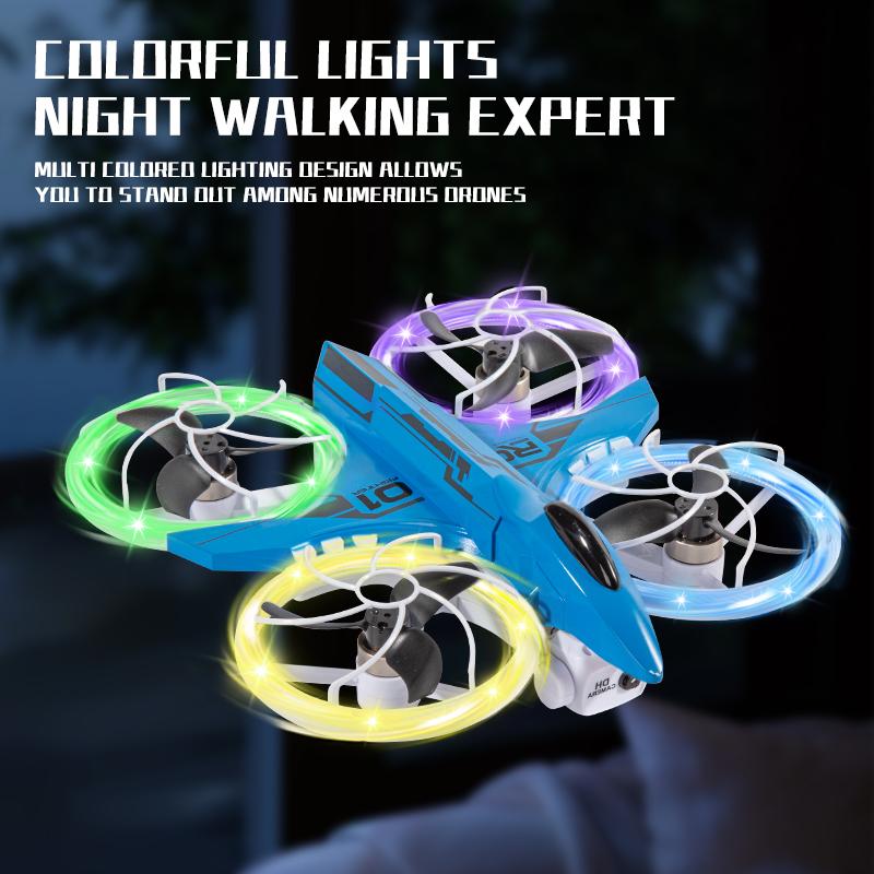 Beginner RC Drone with LED Light Stunt, Crash-Resistant Quadcopter Toy, Durable Remote Control Airplane, Great for Outdoor Play and Gifting