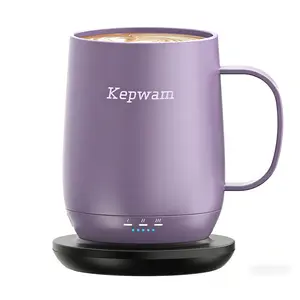 Kepwam Self-Heating Coffee Mug Warmer 16oz Smart Heated Coffee Mug Long-Lasting Heat Retention Coffee Cup Warmer for Home Office (No APP)