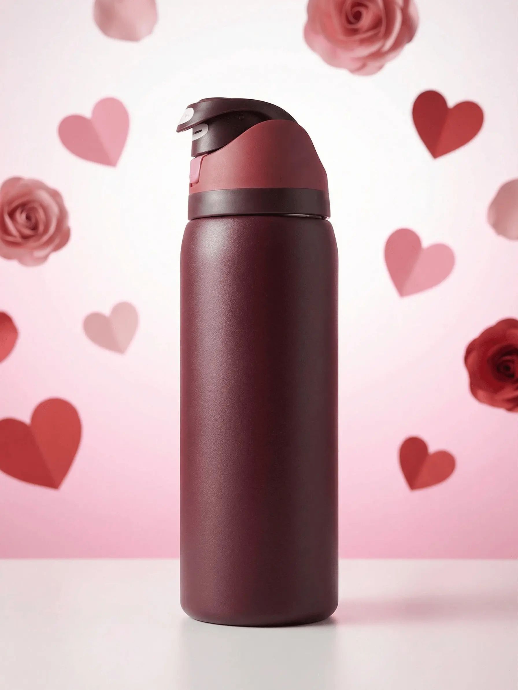 OWL 32oz Portable Black Stainless Steel Insulated Water Bottle (Black Cherry) with Straw & Car Tumbler Lid - 100% Leakproof, Minimalist, 24H Cold/12H Hot Retention, for Adults, Camping, Everyday Use, Leakproof Insulated Tumbler, Insulated Vacuum Flask