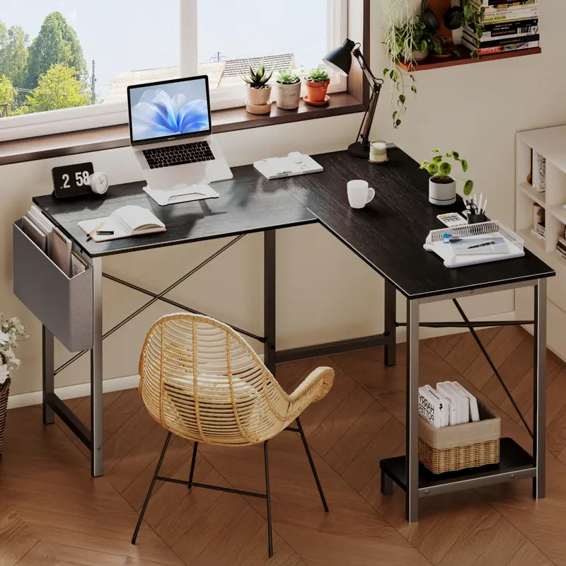 CornerCraft L-shaped desk in a cozy home office setup