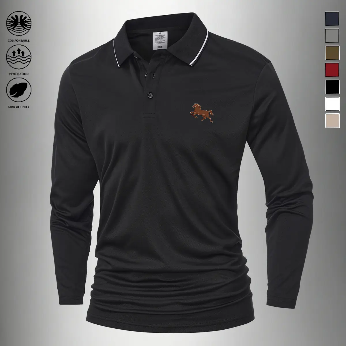 JOGWAVE men’s polo shirt set, casual men’s polo shirts, solid-color basic design with button front and collar; polyester polo shirts that are machine washable, comfortable and stretchy — suitable for golf, everyday casual wear, fishing, and camping, ideal