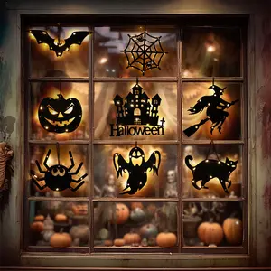 8 Pieces Halloween LED Light Decorations, Perfect for Window and Wall Display, Indoor Outdoor Halloween Decor, Spooky Room Atmosphere Lighting