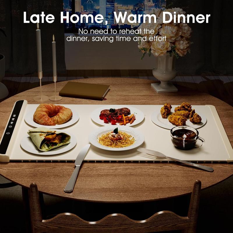 2026 Warming Mat for Food, Rapid Full-Surface Heating, Portable & Rollable Versatile Food Warmer for Countertop, Perfect for Gatherings, Parties &Everyday Use