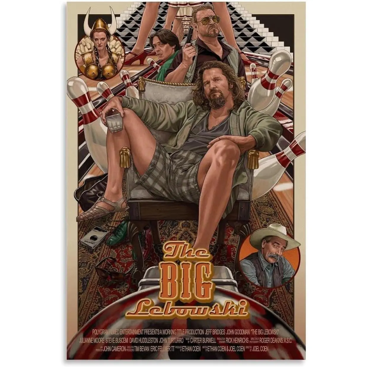 Movie Poster The Big Lebowski,The Dude Canvas Poster Room Aesthetic Decorative Wall Art Print Family Bedroom Decor