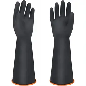 18" XL Size Latex Chemical Resistant Gloves, Reusable Heavy Duty Long Rubber Glove Dishwashing Gloves, Industrial Safety Glove for Men, Forearm Protection Waterproof Resist Strong Acid, Alkali, Oil