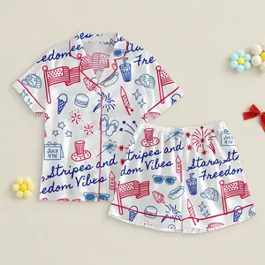 Stars stripes and freedom vibes Pajamas Set, USA Patriotic Pajama Set, 4th of July Women Sleepwear, Independence Day Pajamas, America Themed PJ Set, Drinking Party Pajama