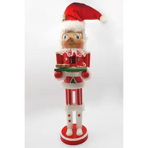 Christmas Santa Nutcracker. Wizardi Classic Wooden Festive Decoration F07M6-6 Gnom