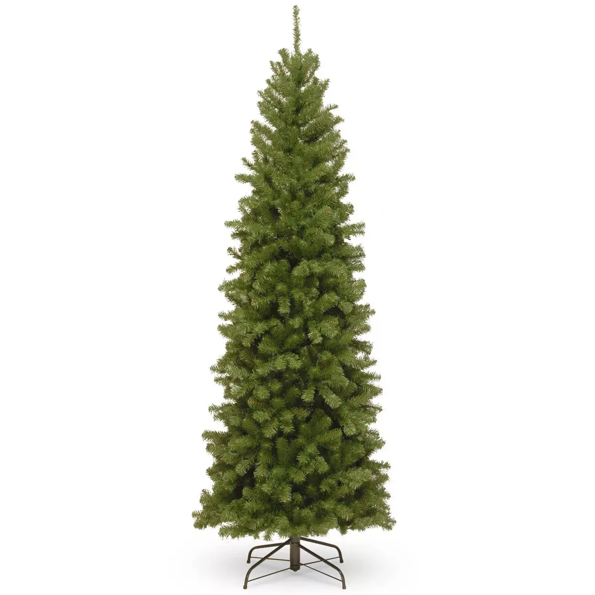 National Tree NTTNRV750575 7.5 ft. Green Unlit North Valley Spruce, Pencil Slim Hinged Metal Artificial Christmas Tree