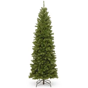 National Tree NTTNRV750575 7.5 ft. Green Unlit North Valley Spruce Pencil Slim Hinged Artificial Christmas Tree