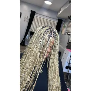 Pineapple Curl 18" Human Hair Bundle 613/27 Blonde Mix DEEPWAVE for Boho Box Braid 100% Tangle-Free