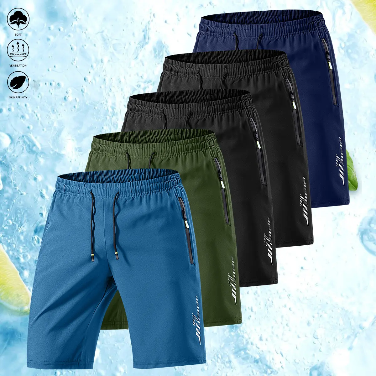 Lake Blue + Army Green + Black + Black + Navy Blue