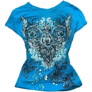 Shirts Emo Clothes Teen Girls Vintage Graphic Tee Y2k 2000s Goth Top Women Mcbling Short Sleeve Streetwear