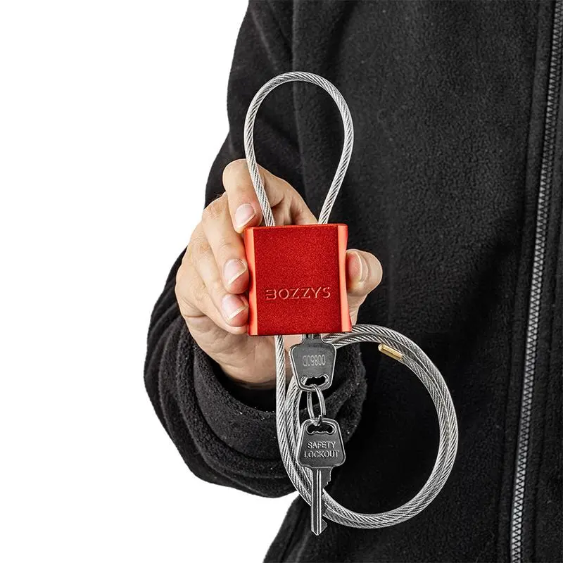 BOZZYS Adjustable Steel Cable Bike Lock, Keyed Padlock with 3 Keys, Portable Bicycle Accessories for Locker, Gate