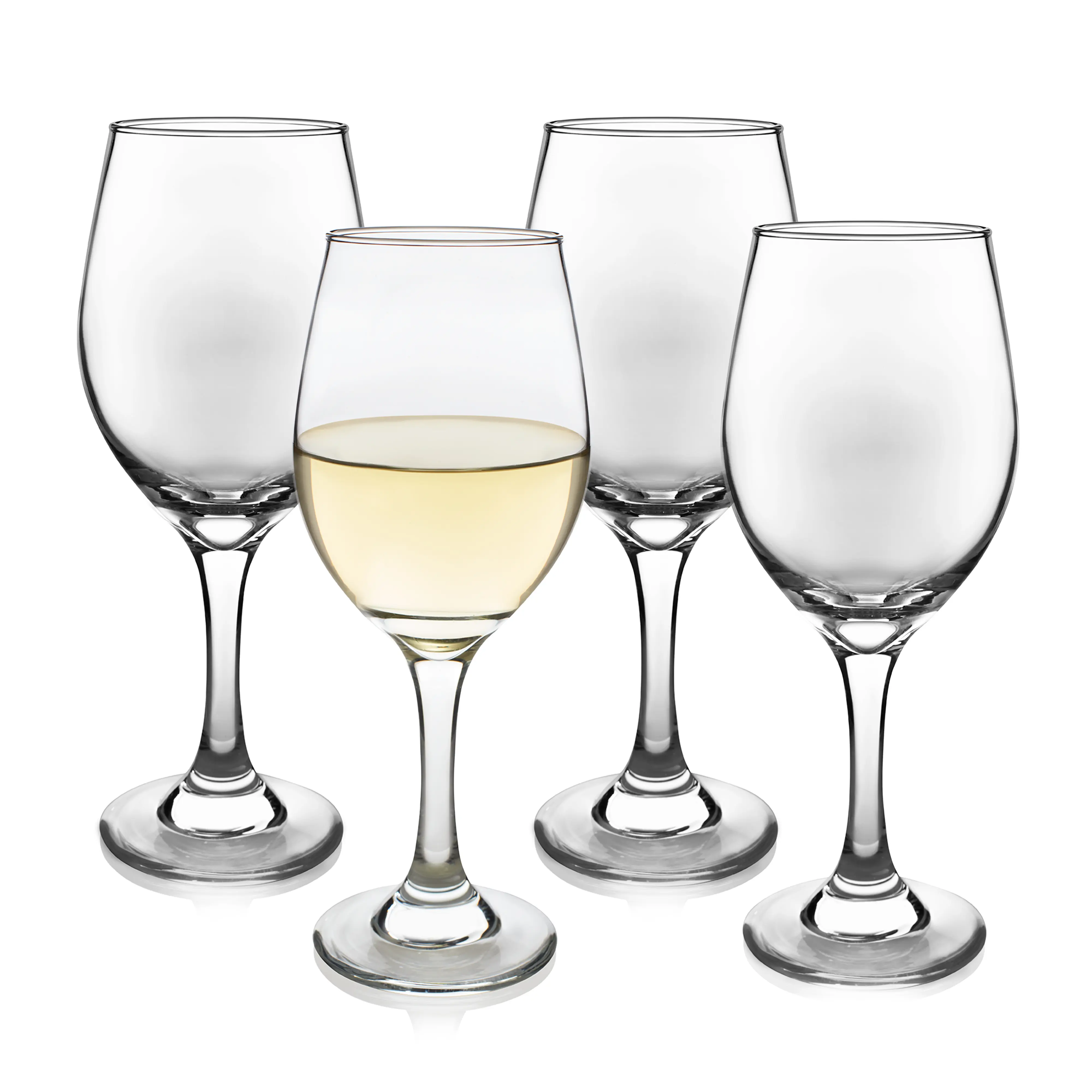 Libbey Classic White Wine Glasses Set of 4, Casual, Modern Stemmed Wine Glasses, Classy Drinking Glass Cups Set for Weddings, Intimate Gatherings