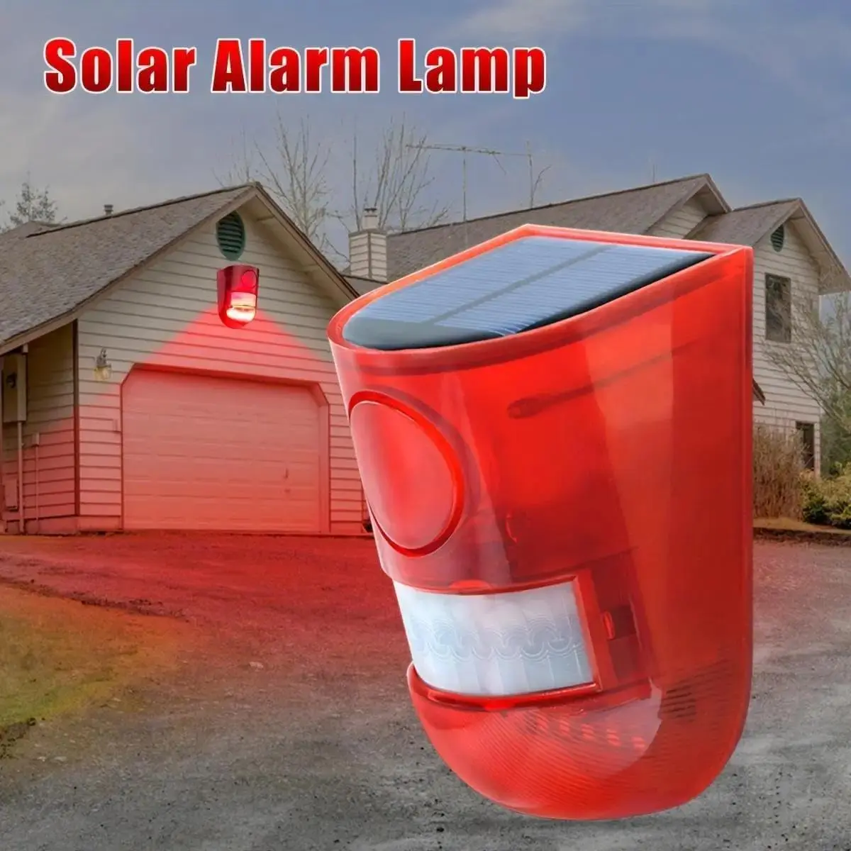 129dB Solar Powered Sound Alarm Motion Sensor，Outdoor Motion Sensor Alarm， with 6 LED Flash Modes， IP55 High Quality - Outdoor Security Speaker for Home, Villa, Farm, Chicken Coop, Solar Powered Outdoor Security Camera