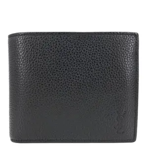 Pre-owned Yves Saint Laurent Leather Clutches & Wristlets Cassandre Grained Bifold Wallet Black